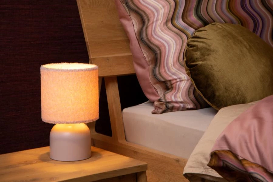 Lucide WOOLLY - Table lamp - Ø 16 cm - 1xE14 - Pink - atmosphere 1